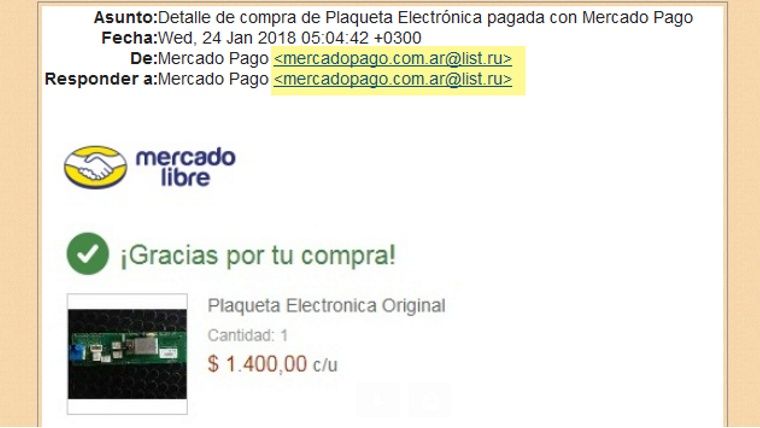 Cuidado: falso mail de Mercado Libre busca robar información.