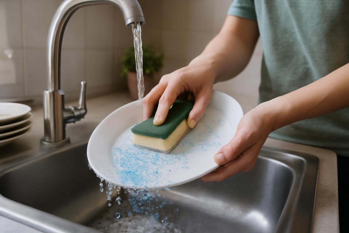 Las esponjas de cocina liberan microplásticos al lavar los platos