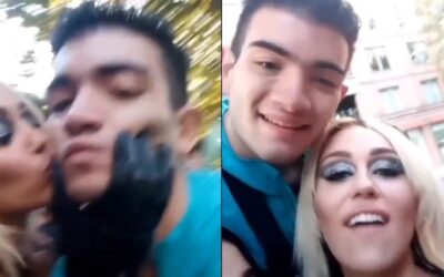 Furor por el video de Miley Cyrus dándole un beso a un fanático en su visita a la Argentina