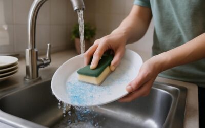 Las esponjas de cocina liberan microplásticos al lavar los platos